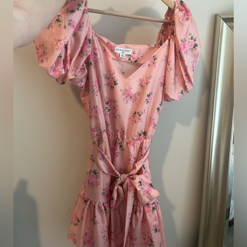 LoveShackFancy x Target Floral Pink Puff Sleeve Mini Dress